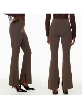 Aritzia Babaton paramount pants high-rise flared leg knit stretch side slit xs